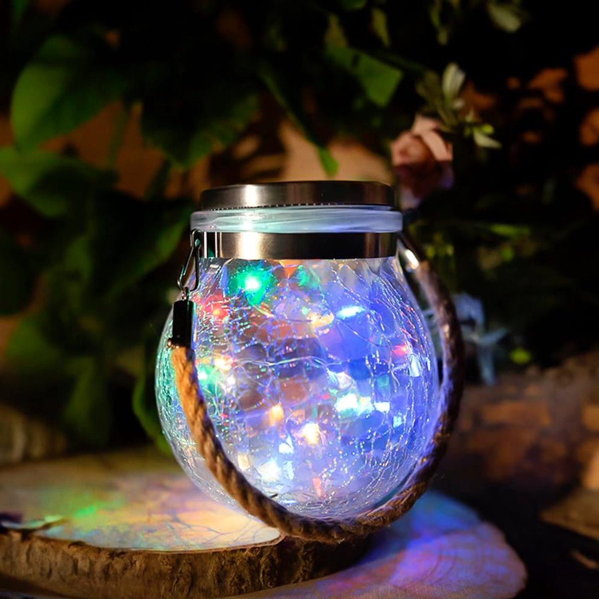 SnelShoppen - Multi-color Solar Lantern Outdoor Sphere - RGB Tuinlampen van Glas - Oplaadbare Solar Lantaarn - Ideaal voor Feest, Camping, Tuin, Buite