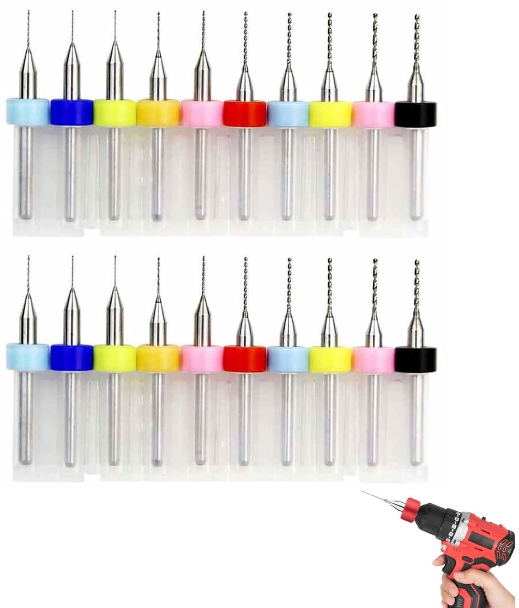 SnelShoppen - 20pcs Mini Boor Set, Tungsten Staal, Micro Twist Boor, Precisie Gereedschap voor PCB, Circuit Board, Sieraden, Graveren, Snijden
