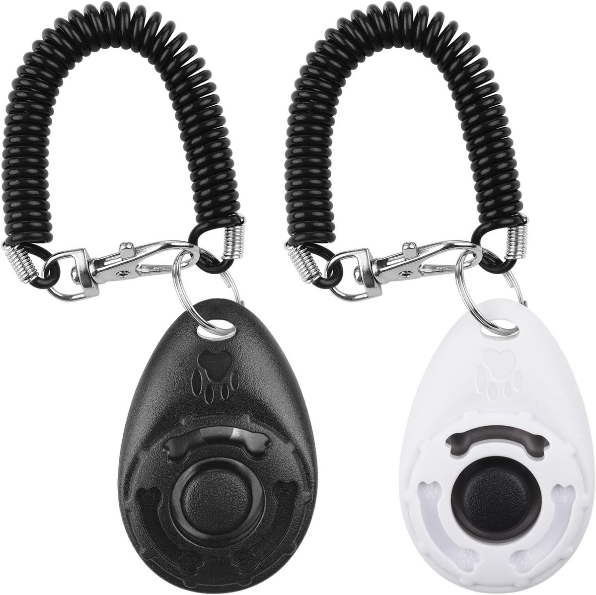 SnelShoppen - 2x Dog Clicker voor Honden, Katten en Paarden - Zwart/Wit Training Clicker met Polsband - Effectieve Dieren Training