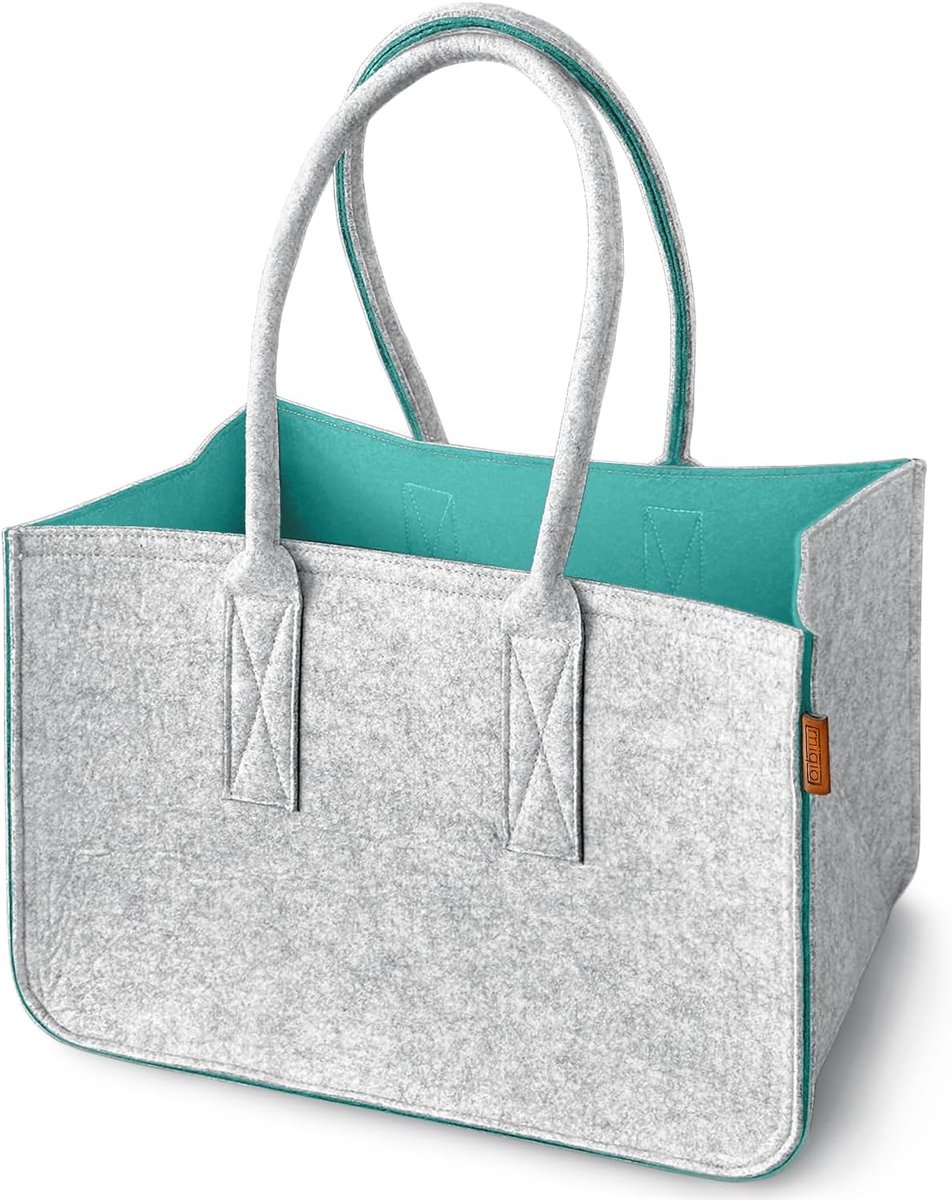 SnelShoppen - Grote Vilt Shopper met Handvat en Binnenzak | XL Shopping Bag, Opbergtas, Winkeltas, Keuken, Camping, Bad | 100% Gerecycled PET | 40x27x