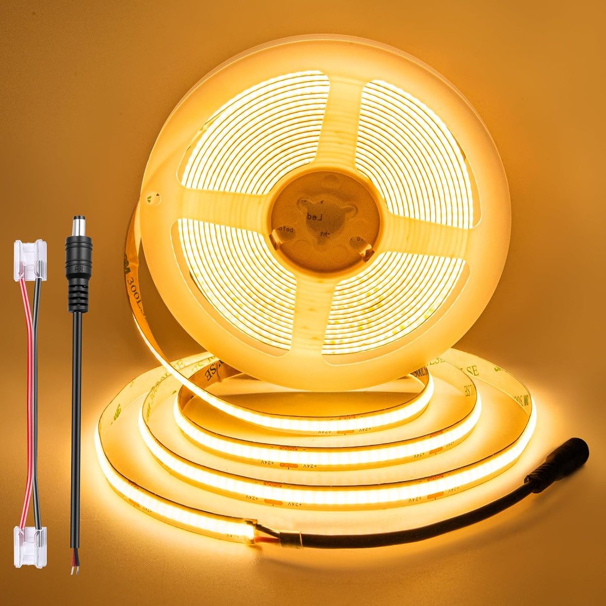 SnelShoppen - 24V COB LED-strip 5m, 8mm Breed, Warm Wit 2700K, CRI 92, Flexibele Achtergrondverlichting, Inkortbaar voor Onderkastverlichting, Keuken,