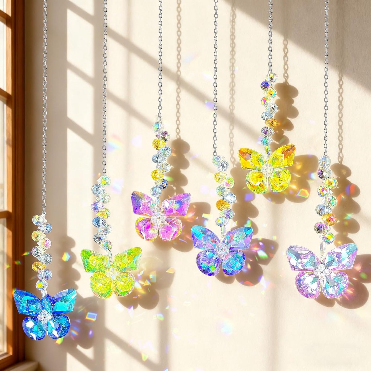 SnelShoppen - Crystal Sun Catcher Hangende Glazen Prism Pendant - 6 Stuks Regenboog Prism Decoratie voor Raam, Tuin, Bruiloft en Feesten