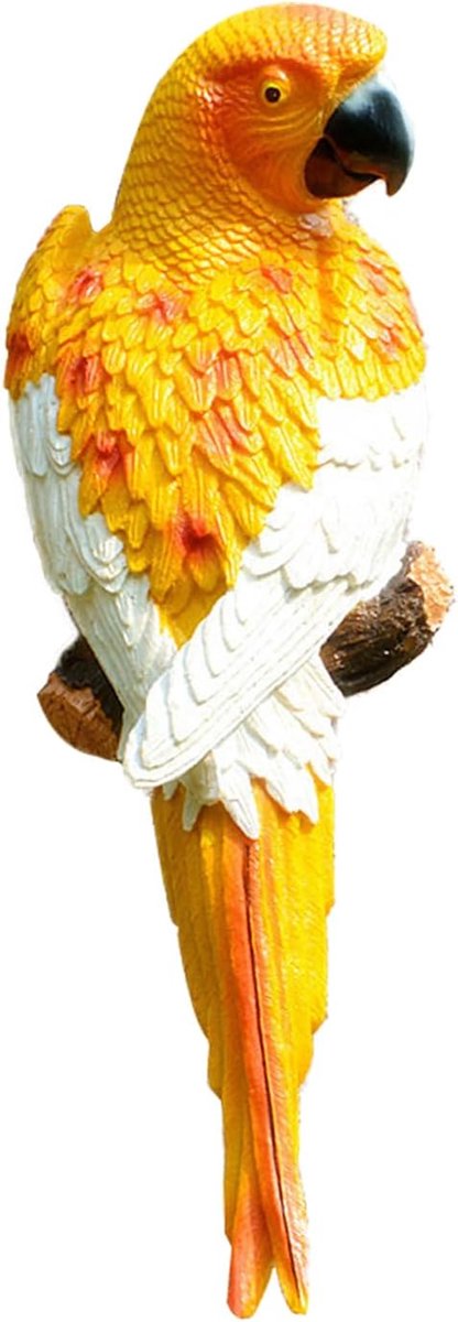 SnelShoppen - Parrot Resin Wanddecoratie Realistisch Voor Binnen en Buiten - 10 x 8 x 31 cm - Tropische Decoratie Idee Voor Papegaai Liefhebbers - Gee