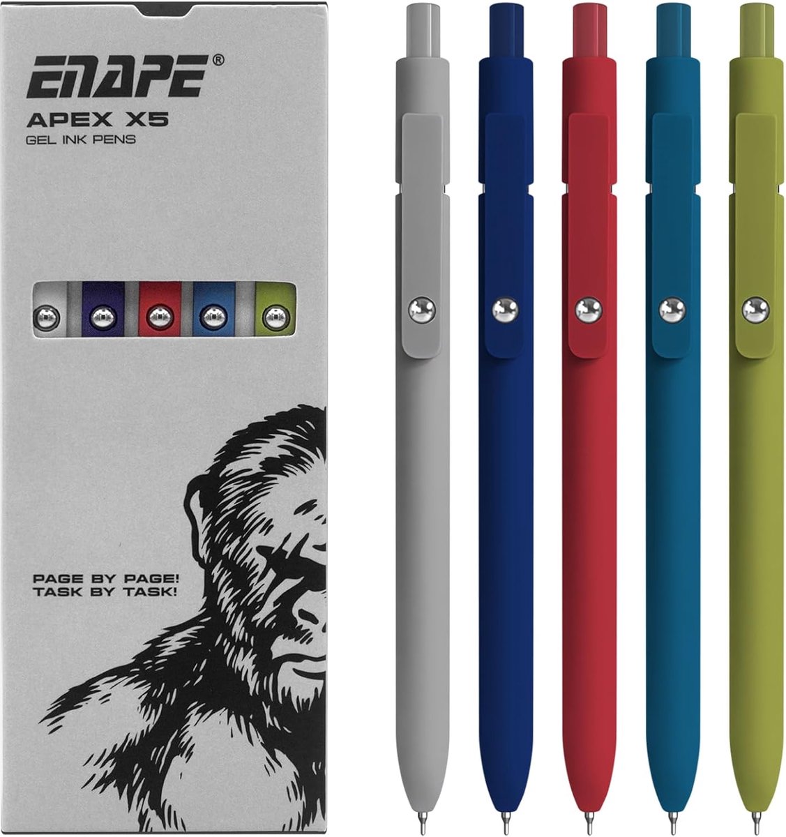 SnelShoppen - Premium Gel Pen Set 5 Kleurige 0.5 mm Schrijfpennen voor School, Bullet Journal en Creatief Gebruik - Sneldrogende Inkt, Geen Vlekken, P