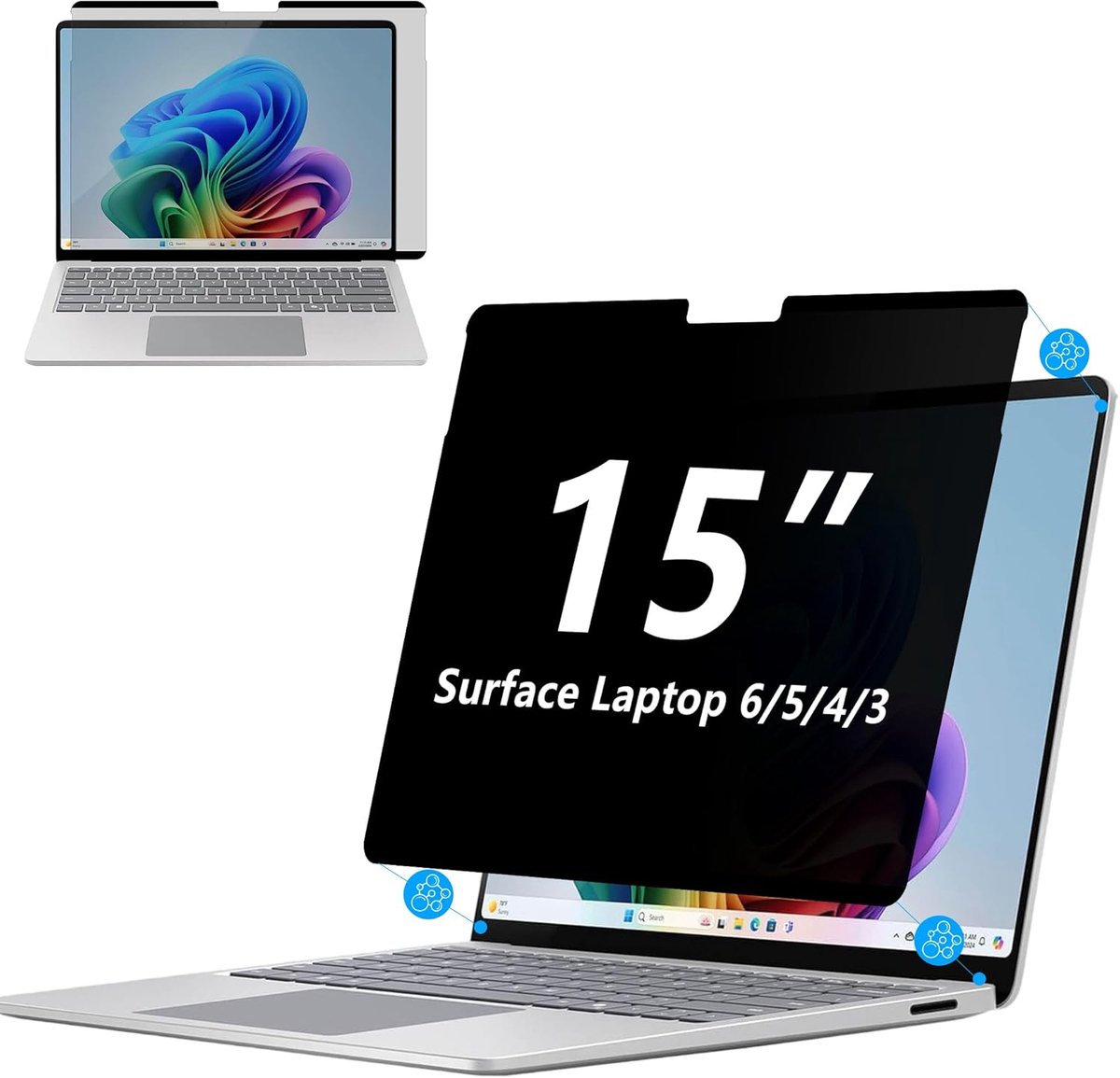 SnelShoppen - Privacy Screen Protector voor 15 Inch Surface Laptop 6/5/4/3, Anti-Spying, Anti-Glare, Blue Light & UV Blocking, Magnetisch, Afneembaar
