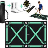 JOGYM - Voetbalmat – Voetbal Trainingsmat - Incl. Voetbaltrainer Elastiek - Voetbal Trainingsmateriaal - Voetbal Spullen - Voetbal Accesoires - Voetbal Speelgoed - Thuis Training – Extra Groot Kruis - Antislip - Met 1 Paar Gripsokken En Draagtas