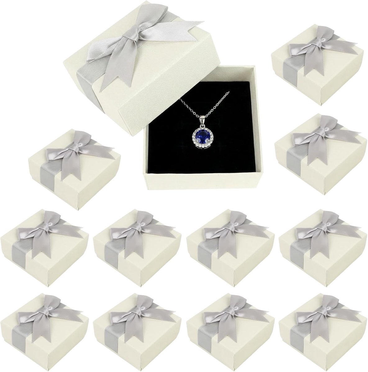 SnelShoppen - 12 Stuks Luxe Cadeau Dozen voor Sieraden met Deksel, 7.5x7.5x3.5 cm, Robuust Karton, Perfect voor Ringen, Kettingen en Oorbellen