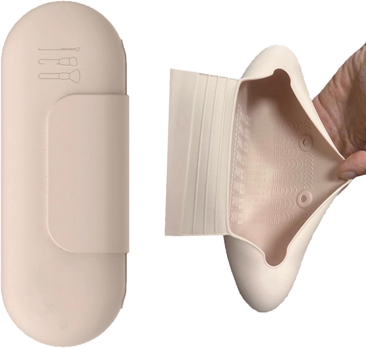 Thijox - Siliconen Make-up Borstels Tas - Wasbare Cosmetische Borstels Houder - Draagbare Reistasje - Zacht en Lichtgewicht met Magnetische Sluiting -