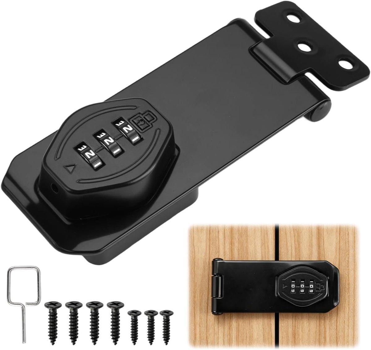 SnelShoppen - Combinatieslot met Nummercode - 3-Cijferig Combinatieslot - Zwart - Hoogwaardige Zinklegering - Afsluitbare Kastlock voor Veiligheid en