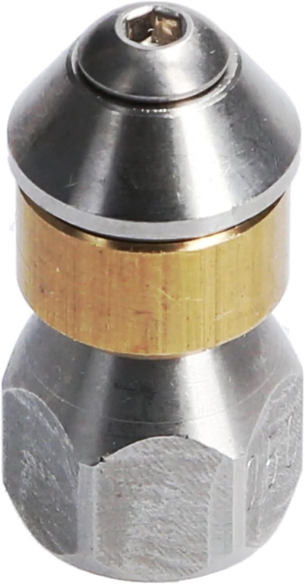 SnelShoppen - McFilter Pipe Cleaning Nozzle voor Hogedrukreiniger, Rotatie 1/8 Inch IG, 3 x 0.8 mm, RVS/Brass, Efficiënt Afvoeren en Ducts Schoonmaken