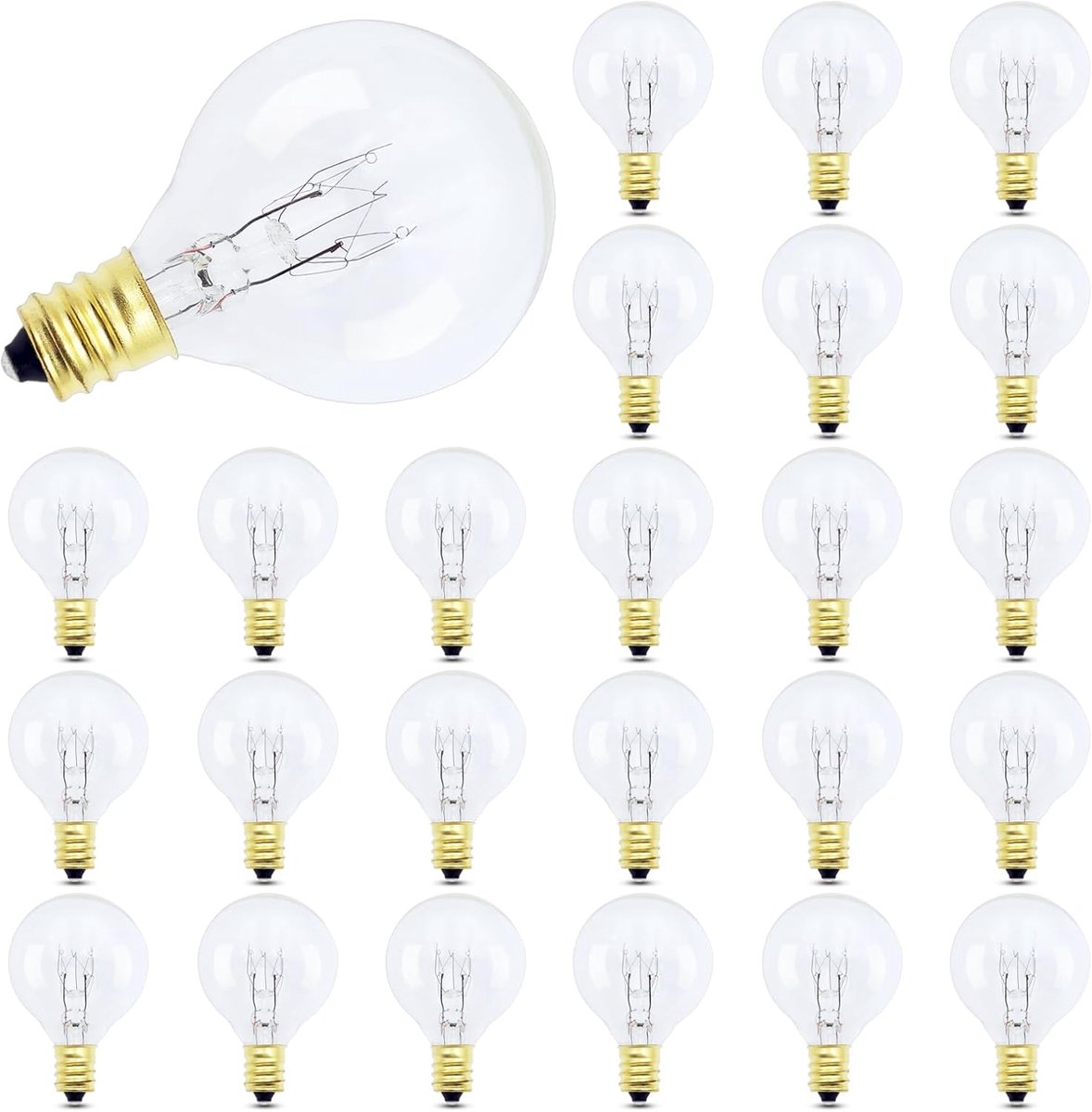 SnelShoppen - 25Pcs G40 Globe Vervangende Lampen voor Buiten, 7W E12 G40 Lampen voor Sfeerverlichting in Tuin, Patio, Feest, Bruiloft, Warm Wit 2200K,