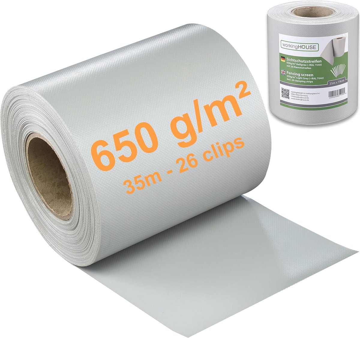 SnelShoppen - PVC Privacy Screen voor Dubbele Staven Tuinhek - 650gsm Opaque en Duurzaam - Weatherproof en Onderhoudsvrij - 35m x 19cm Privacy Scherm