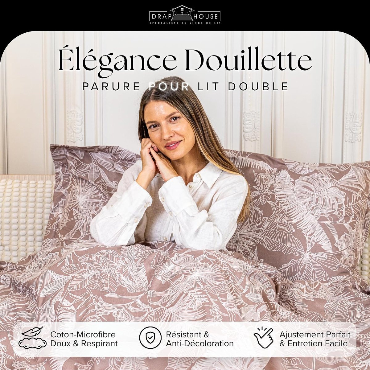 SnelShoppen - Duvet Cover Set 220x240 cm Premium Microfiber 3-delig met 2 Kussenslopen 63x63 cm Zacht Ademend Eenvoudig Onderhoud voor Luxe Slaapervar