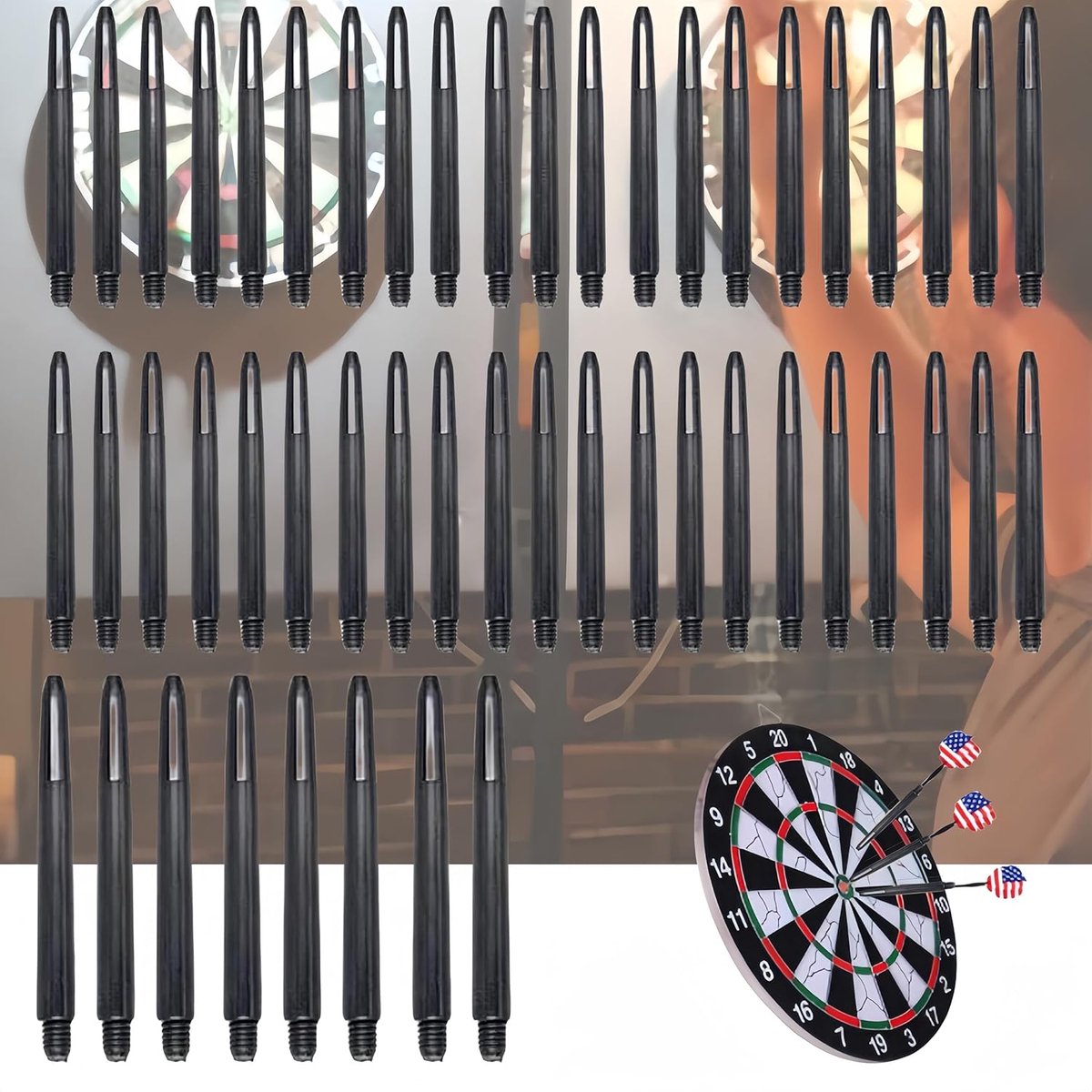 SnelShoppen - Dart Shafts Plastic Screw Thread, Plastic Dart Pijlen, Zwarte Dart Shafts met Standaard 2BA Draad, 4.8cm, 50 Stuks, Perfect voor Feest e