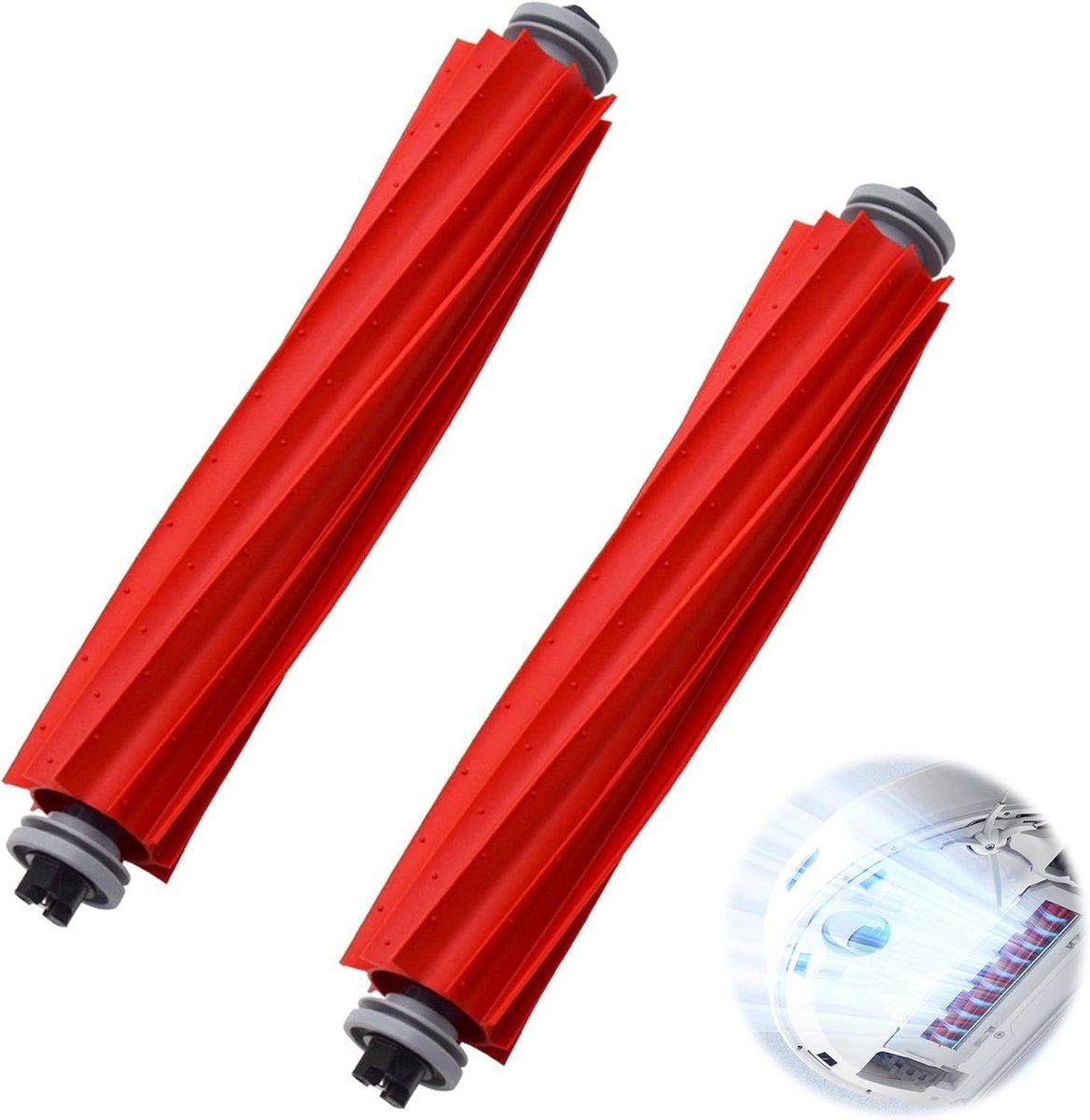 SnelShoppen - Separable Hoofdborstel Set van 2 Stuks, Originele Afneembare Rubber Hoofdborstel voor S7 Maxv Ultra/G10S/G10S Pro - Rood, 19,7 x 3,2 cm,