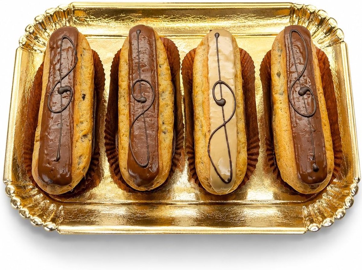 SnelShoppen - Set van 25 Herbruikbare Catering Tablets - Goud Binnenkant/Zwart Buitenkant - 25x34 cm Stevig Karton - Perfect voor Feesten, BBQ's, en C