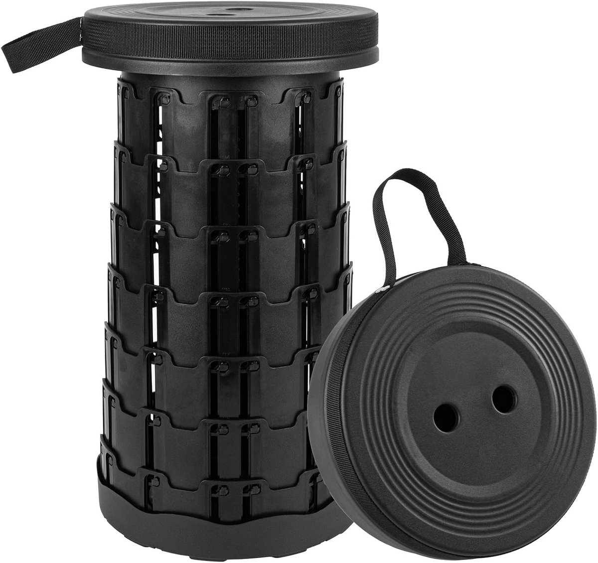 SnelShoppen - Draagbare telescopische kruk met hoogteverstelling 8-45 cm, lichtgewicht opvouwbare kruk, ideaal voor camping, vissen, wandelen, tuinier