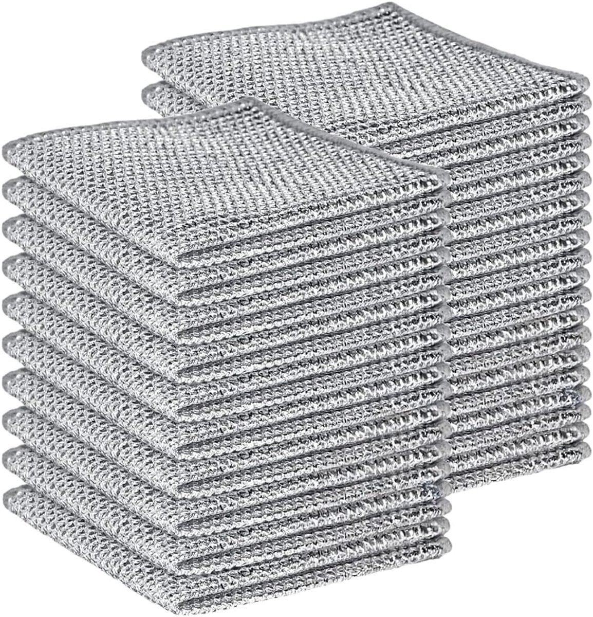 SnelShoppen - Pack van 20 Dusters, Keuken Doeken, Multifunctionele Schoonmaakdoeken van RVS voor Hardnekkig Vuil, Herbruikbare Krabdoeken, Effectieve