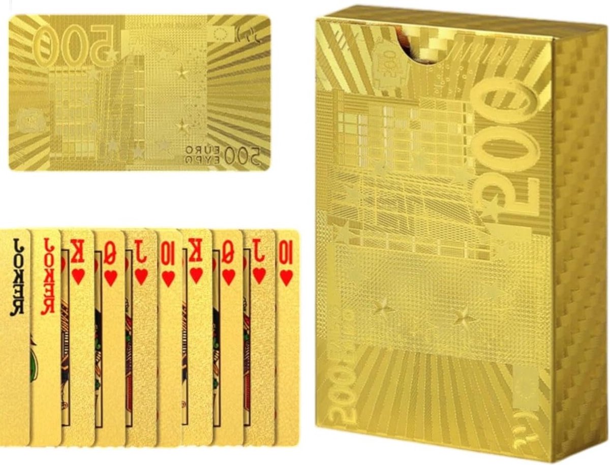 Waterdichte speelkaarten in goud en zwart, ideaal voor poker, romme en canasta, perfect voor kaartspellen met vrienden en familie