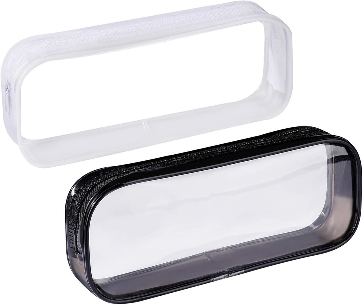 SnelShoppen - Transparante Pouch, 2 x Binders, Duidelijke Grote PVC Pouch met Ritssluiting voor School, Examens, Reizen, Toilettas en Make-up Organise