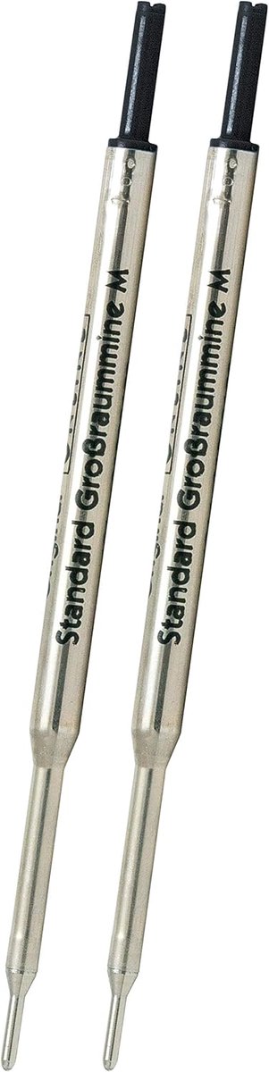 SnelShoppen - 2 x Ballpoint Pen Vullingen G1 Groot Formaat, M (Medium) Lijnbreedte, Zwart, Indelible, ISO 12757-2, Geschikt voor Standaard Balpennen