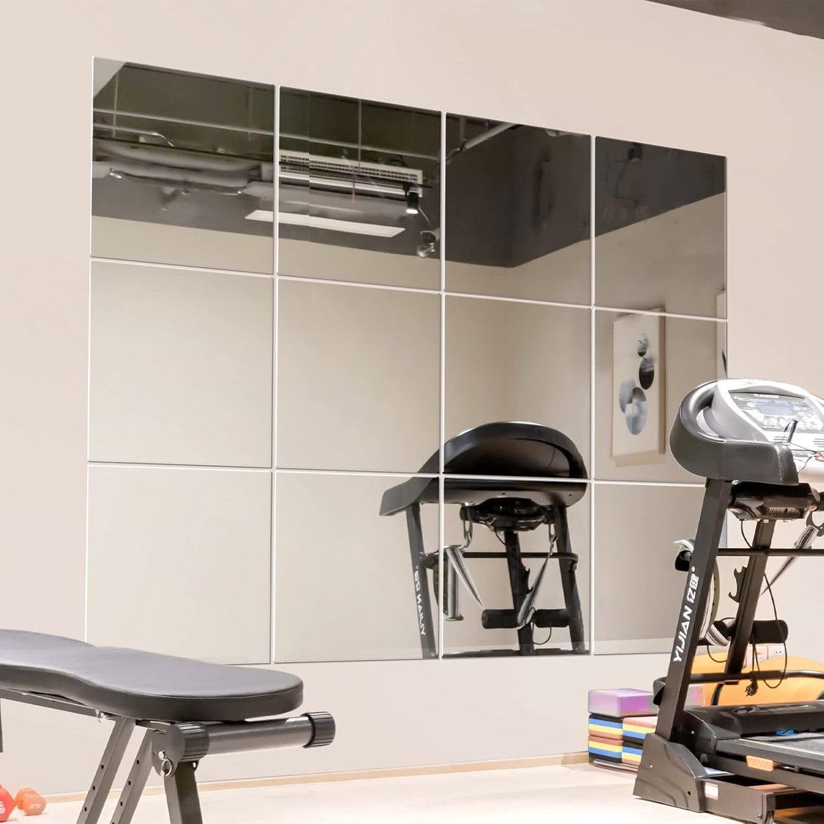 SnelShoppen - Murrey Home Gym Spiegelset 30cm Vierkant Wandspiegels, Frameless Decoratieve Spiegels voor Wand, Plafond, Tafel, Bruiloft, Set van 12, 2