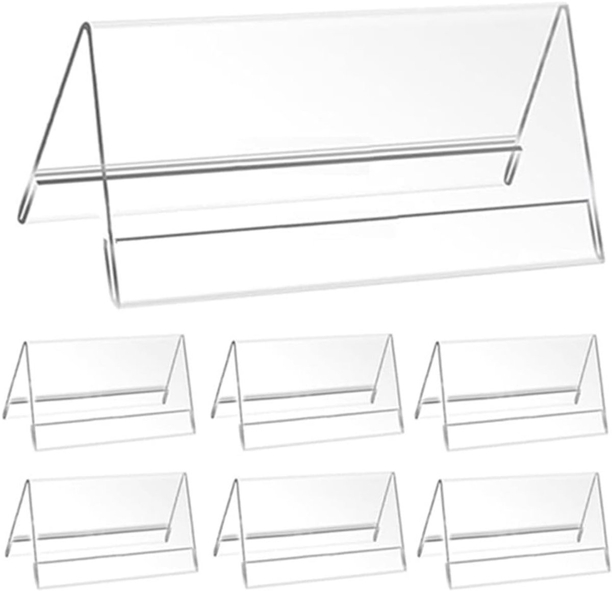 Set van 12 Tafelstands, 20 x 8 cm, Dakvorm, Acryl Glazen Advertentiestand voor School, Kantoor en Conferentieruimte, Transparant en Duurzaam