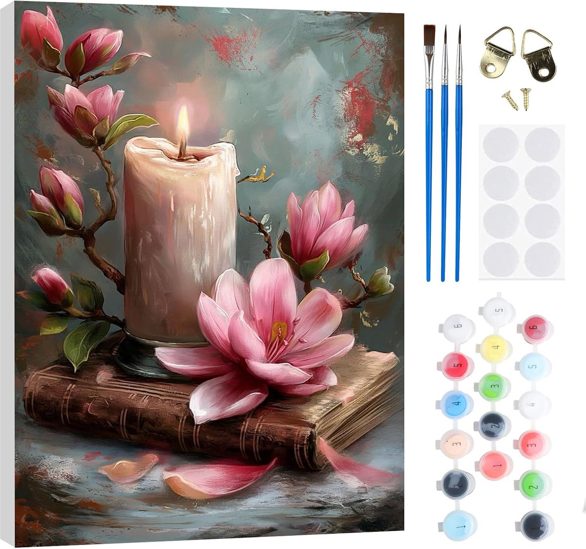 SnelShoppen - Schilderen op Nummer Set 20 x 30 cm voor Volwassenen en Kinderen - DIY Bloemen Schilderij met Houten Lijst - Creatieve Activiteit voor O
