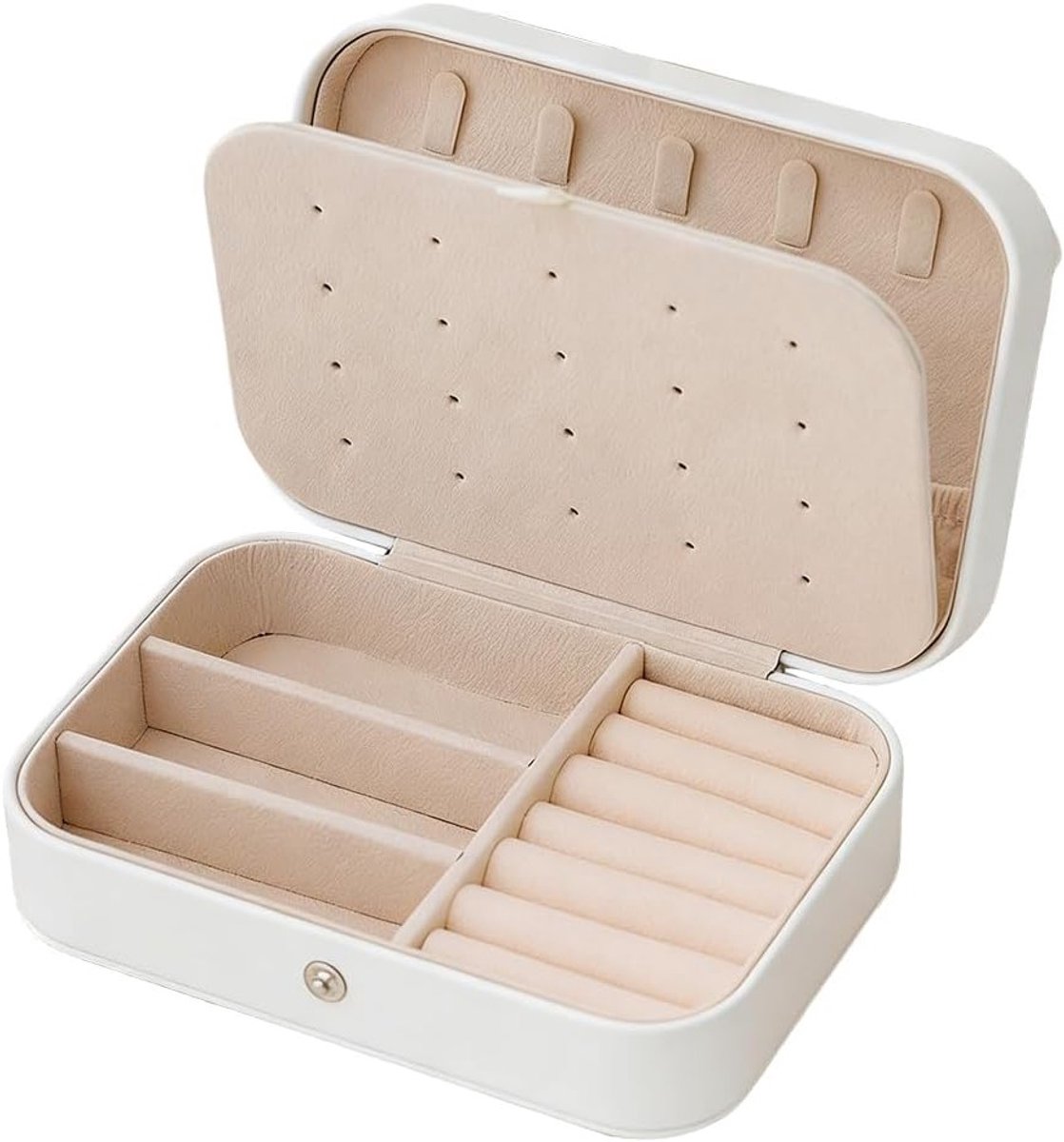 Klein en draagbaar sieradenkistje voor op reis, ideaal voor ringen, armbanden en oorbellen, perfect huwelijkscadeau