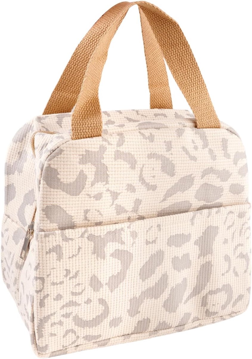 SnelShoppen - Small Light Lunch Bag 6L - Corduroy Waterproof Reusable Thermal Food Bag - Cooler Bag voor Werk, School, Reizen, Outdoor Picknick
