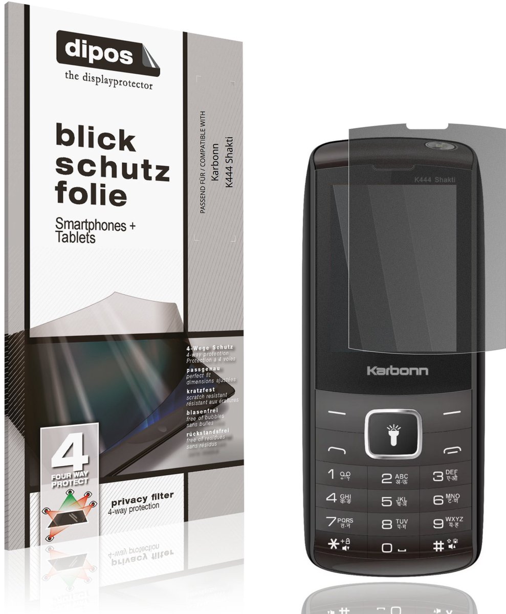dipos – Matte Privacy Screenprotector geschikt voor Karbonn K444 Shakti | Anti-Spy Beschermfolie
