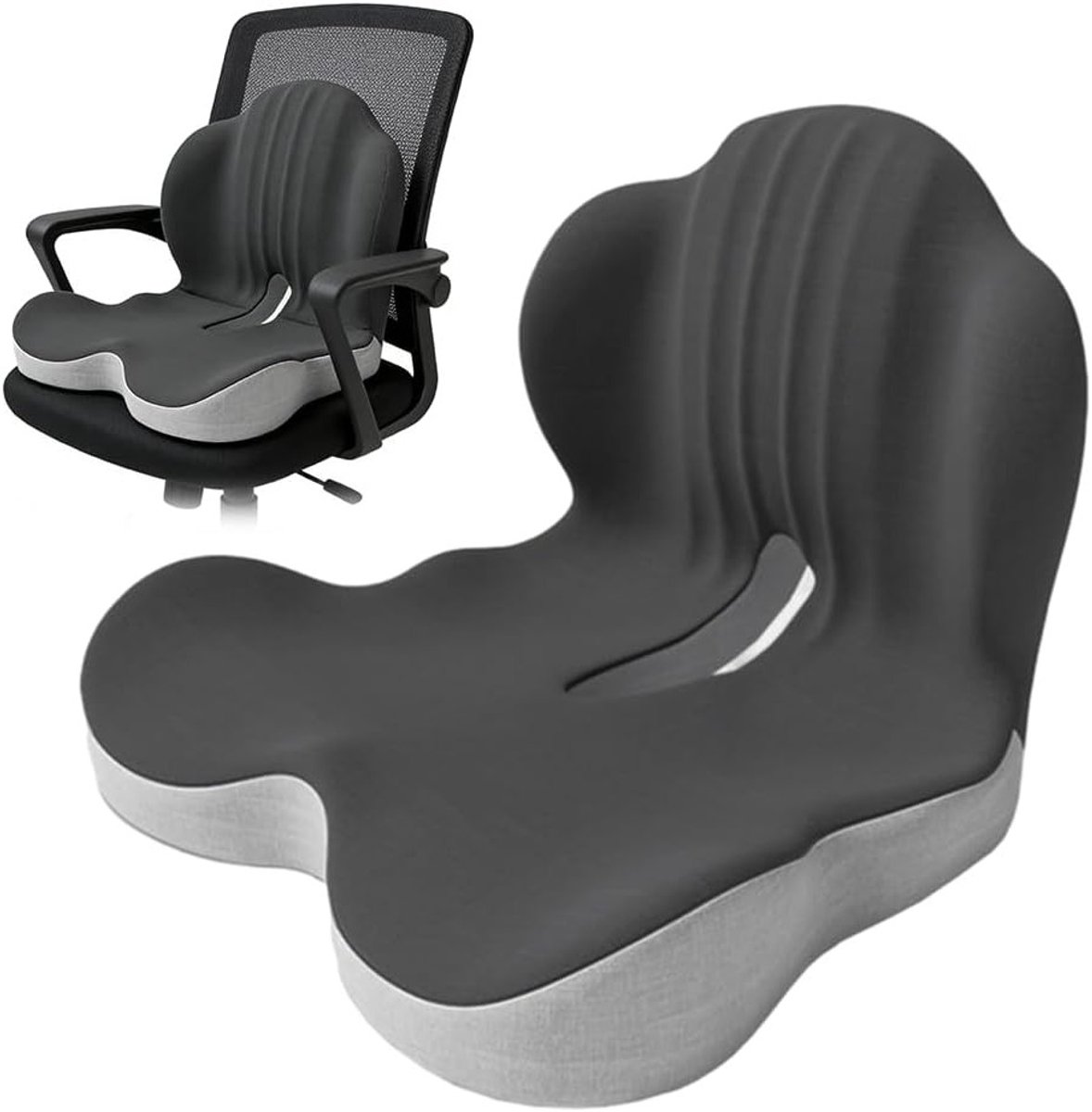 Ergonomisch Zitkussen met Rugleuning van Geheugenfoam, Coccyx- en Lendensteun voor Sciatica, Aambeien en Comfortabel Zitgemak in Auto en Kantoor