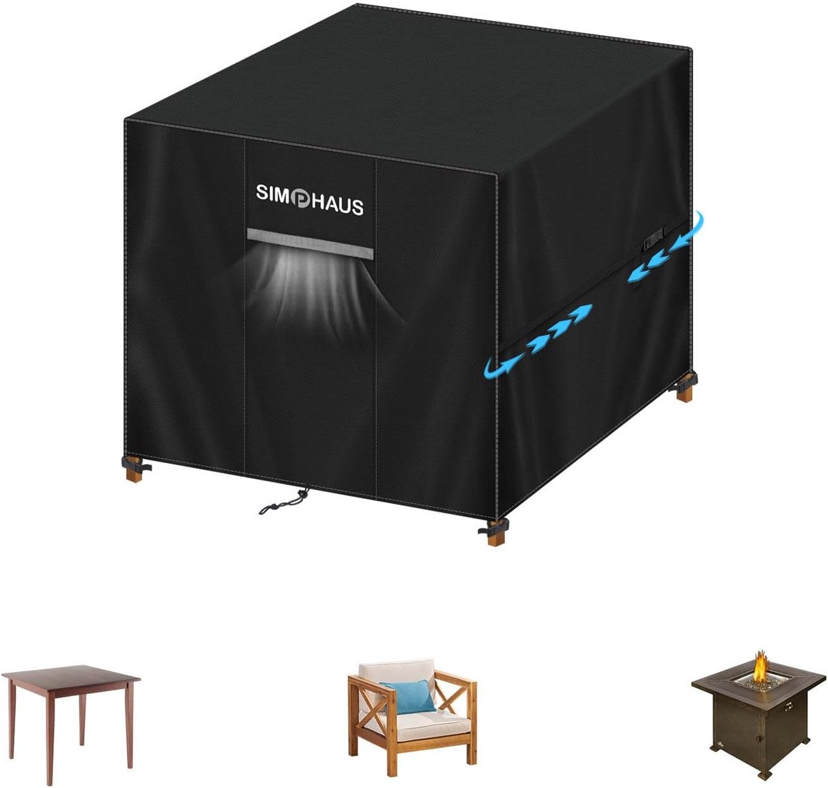 SnelShoppen - Tuinmeubelen Bescherming - Waterdichte Cover 420D Oxford - Voor Tuinset, Tafel, Stoelen, Vuurkorf - 85x85x80cm
