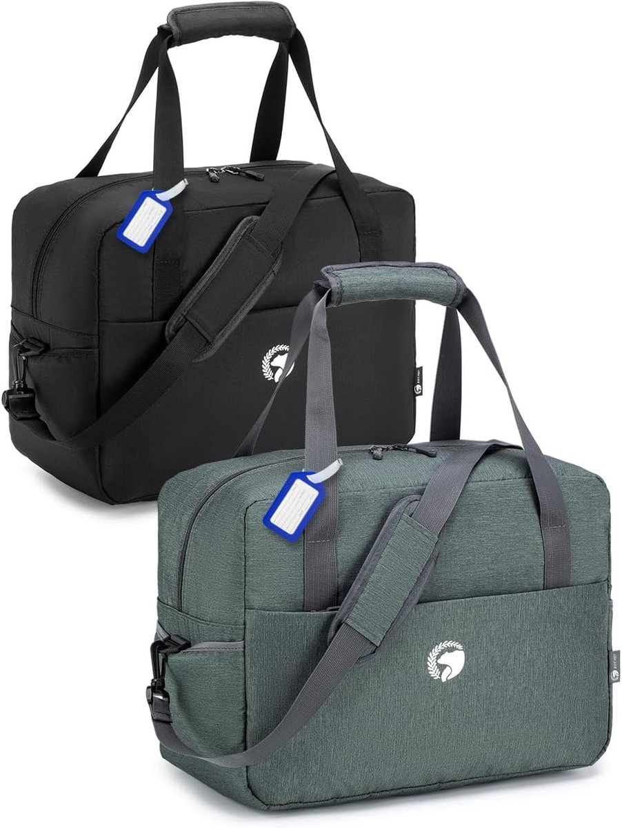 Thijox - 2X Reistas Handbagage Wizzair 40x30x20 cm, 25L Opvouwbare Weekend Sporttas Waterdicht Nylon Schoudertas voor Vliegtuig, Ziekenhuis en Sport