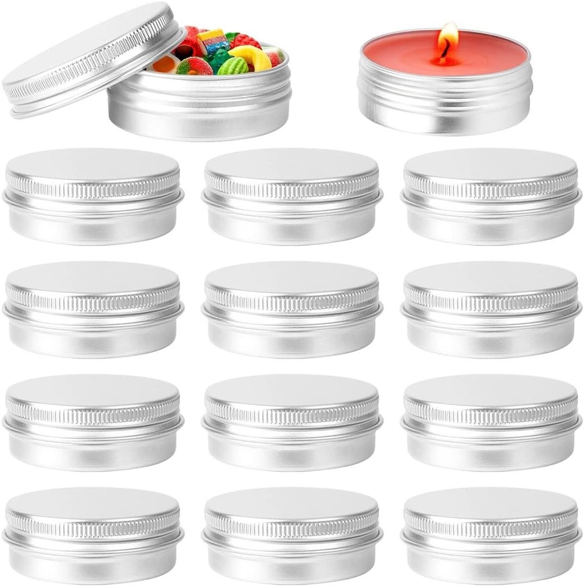 12 Stuks 30ml Lege Aluminium Potjes met Schroefdeksel voor DIY Kaarsen, Cosmetica en Lotion Creations