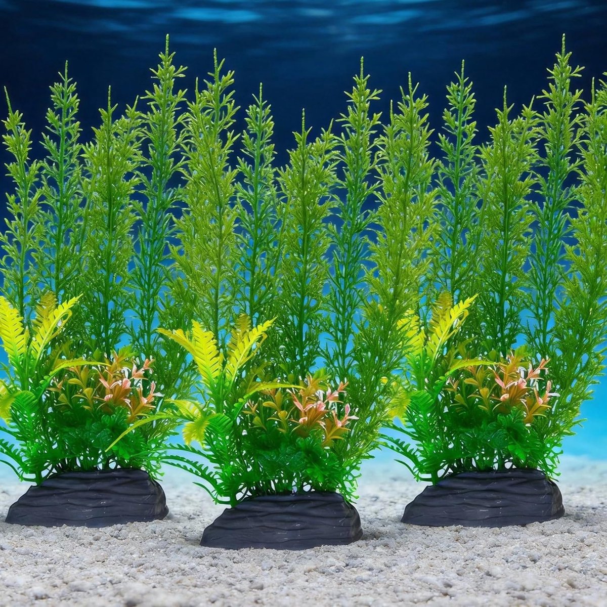 SnelShoppen - Aquariumplanten 3 Stuks - Grote Kunstmatige Aquariumdecoraties - Levensechte Groene Planten voor Betta en Schildpad - Perfect voor Huish