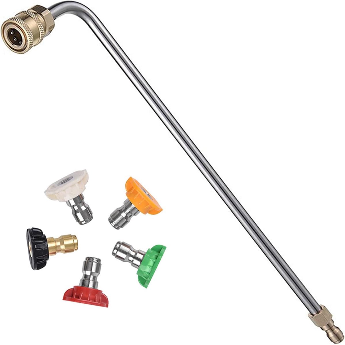 SnelShoppen - High Pressure Washer Lance Extension Wand 34 cm met 5 Nozzles, 90° Gebogen Rods, 1/4 Inch Quick Connect - Perfect voor Tuin, Auto en Hui