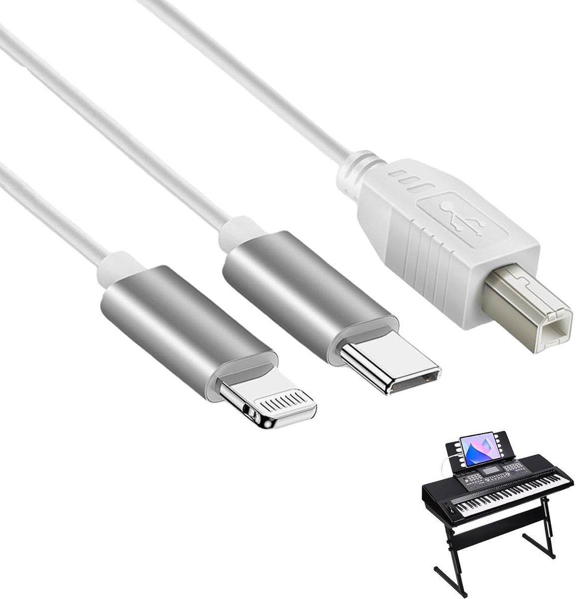 SnelShoppen - 2 in 1 USB C naar USB B Kabel 1m OTG Type C naar B Printkabel voor iPhone, iOS, MIDI Controller, Audio Interface, Elektronisch Muziekins