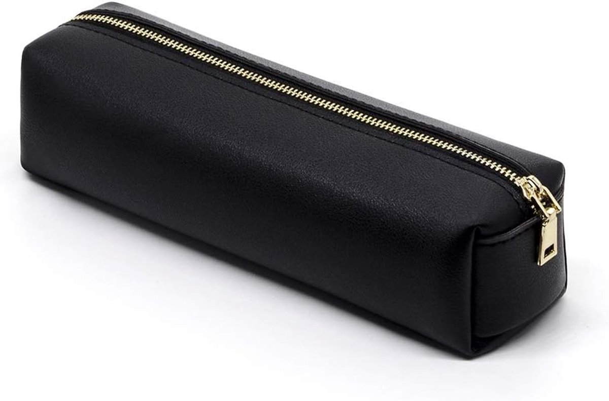 SnelShoppen - PU Pennenhouder Zwart - Moderne Pencil Case - Groot Formaat 20.5x6x6 cm - Professioneel en Stijlvol - Perfect voor School en Werk