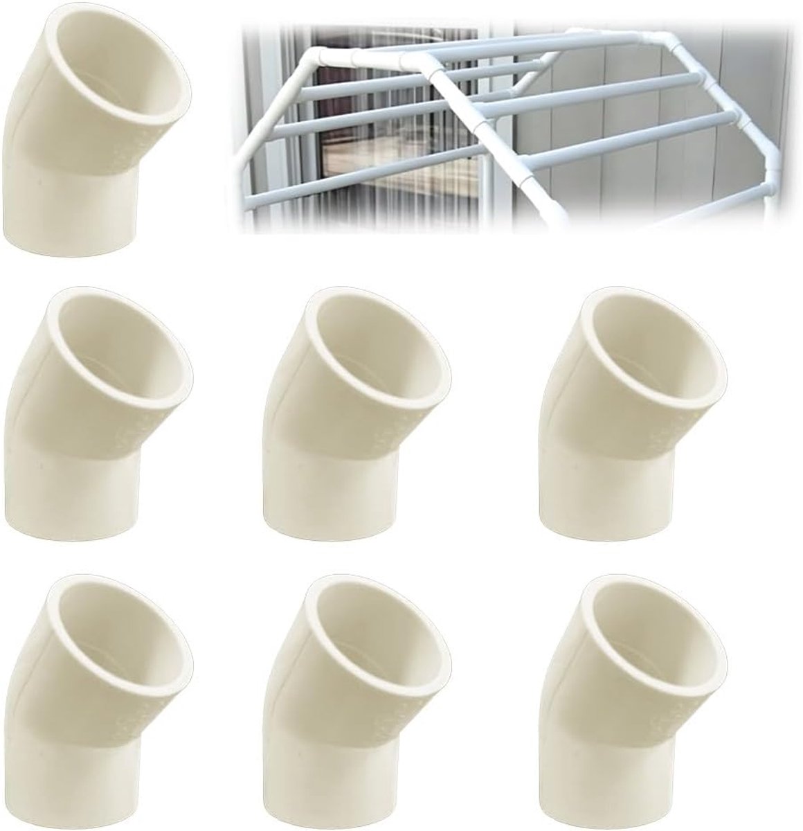SnelShoppen - 7 Stuks PVC Buisfitting Elleboog 135 Graden Koppelingsconnector 32mm - Perfect voor Leidingen Binnen en Buiten - Duurzaam en Betrouwbaar