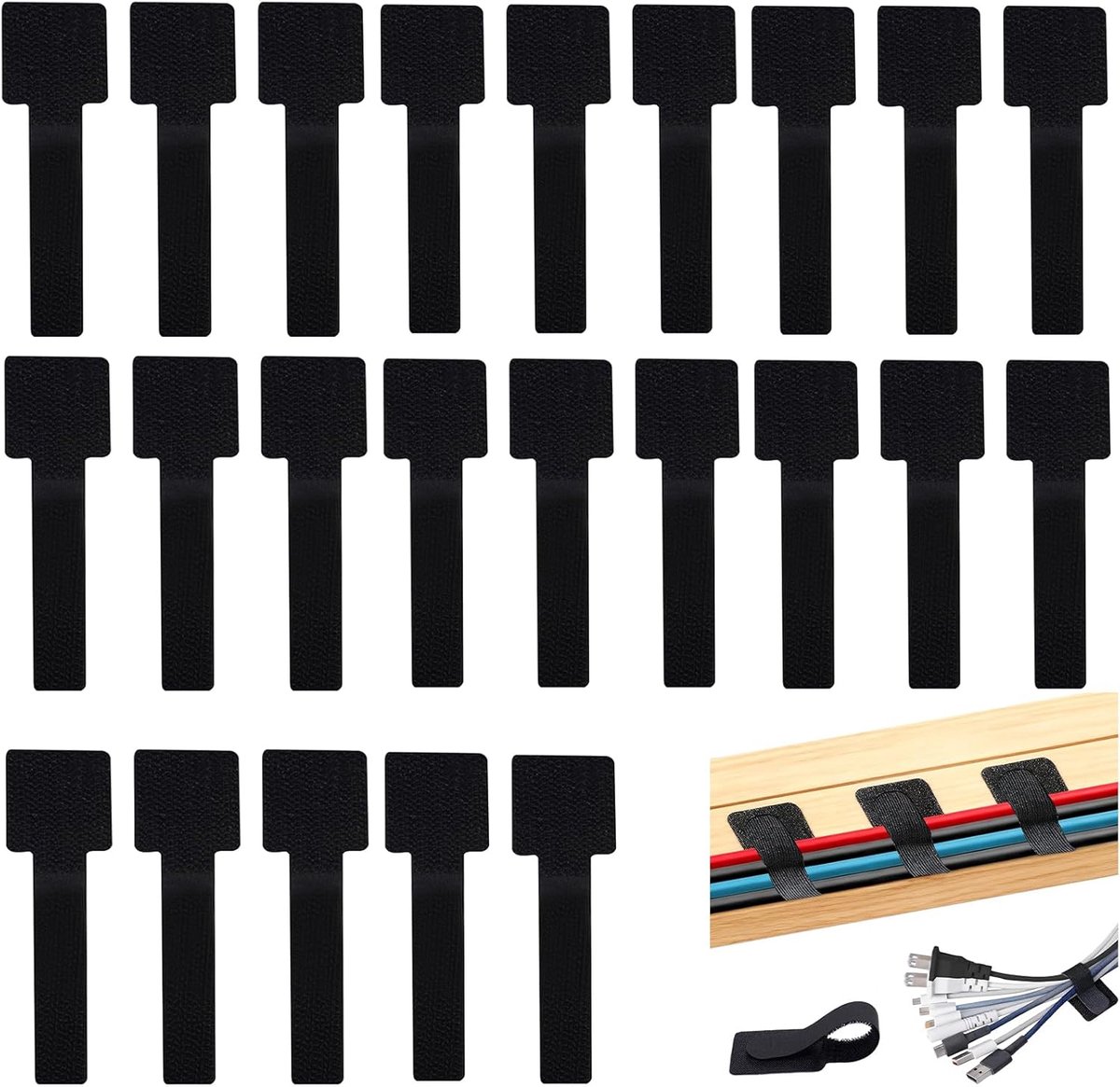SnelShoppen - Pack van 50 Kabelclips, Zelfklevende Kabelhouders voor Meerdere Kabels, Desk Cable Holders, Multifunctioneel en Herbruikbaar voor Bureau