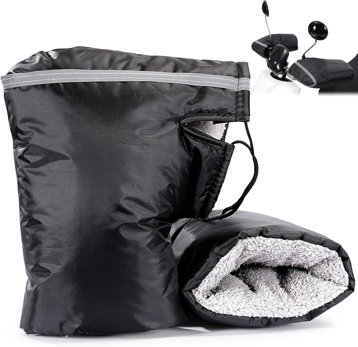 SnelShoppen - Motorfiets Handvat Handschoenen, Handvat Verwarmers voor Motor, Scooter en Fiets, Pluche Voering, Warm in de Winter, Wind- en Waterdicht