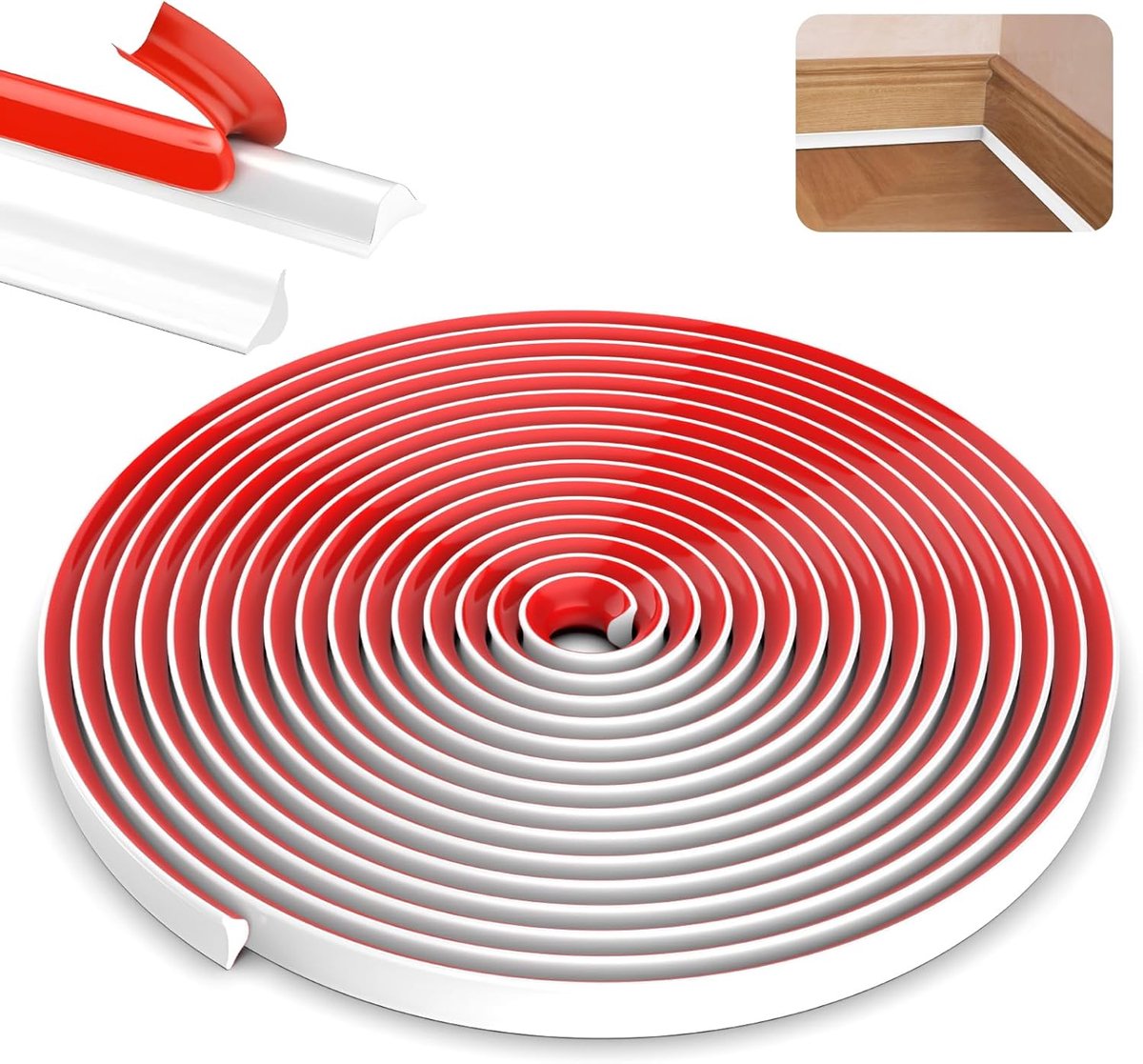 SnelShoppen - Zelfklevende Decoratieve Moulding Flexibel 5 m voor Hoekwanden, 9 x 12 mm, Zelfklevende Decoratieve Strip voor Muren, Kasten, Vloeren, P