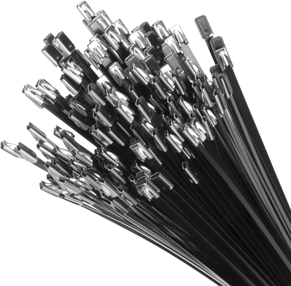 Metalen Ritsbanden - Kabelbinders Roestvrijstaal - Vaste Bevestiging - Hoge Treksterkte - 457 cm 100 Stuks - Zwart