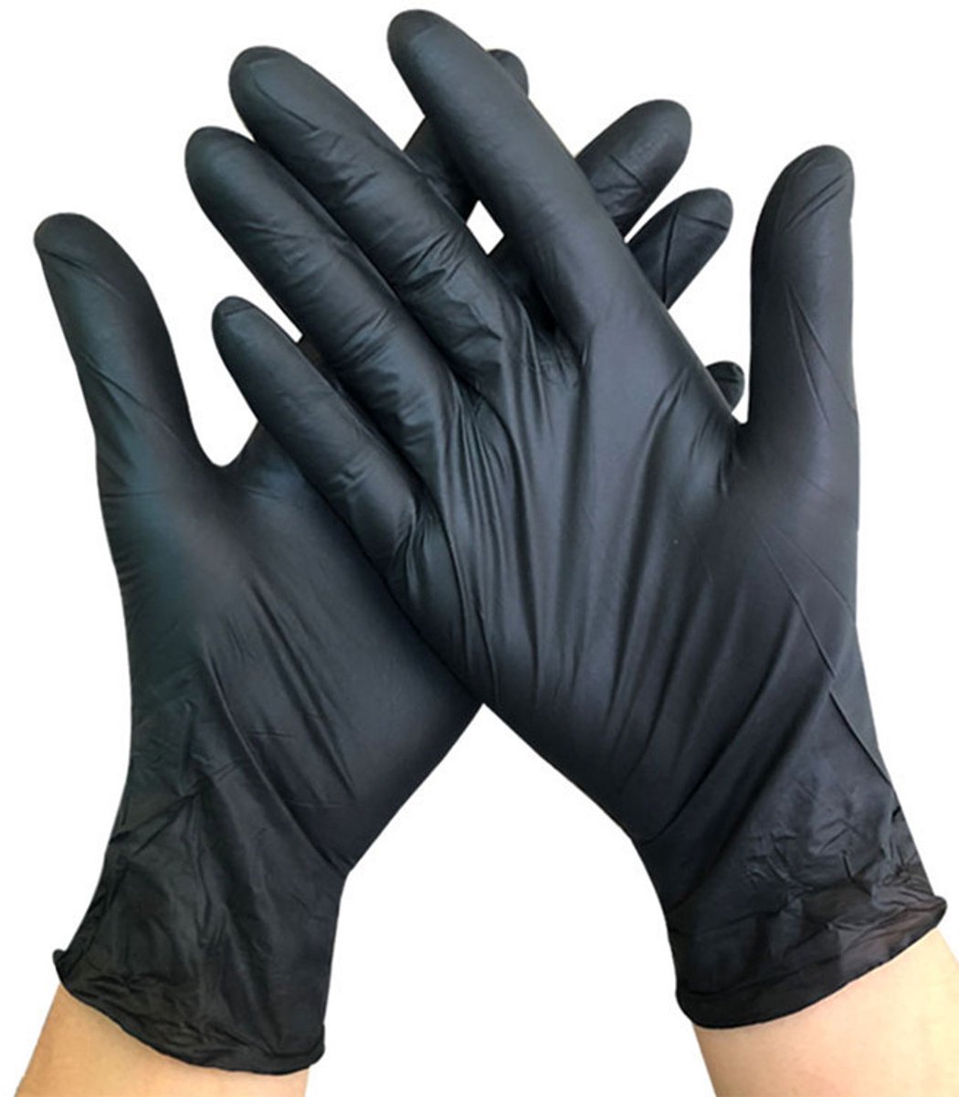 Daity 100 stuks - Generieke zwarte salonhandschoenen, oliebestendig, flexibel, latex, nitril, aanraakgevoelig, voor make-up, kapper, salon, studio, thuis, reizen, schoonheid, cosmetica, professioneel, unisex（L)