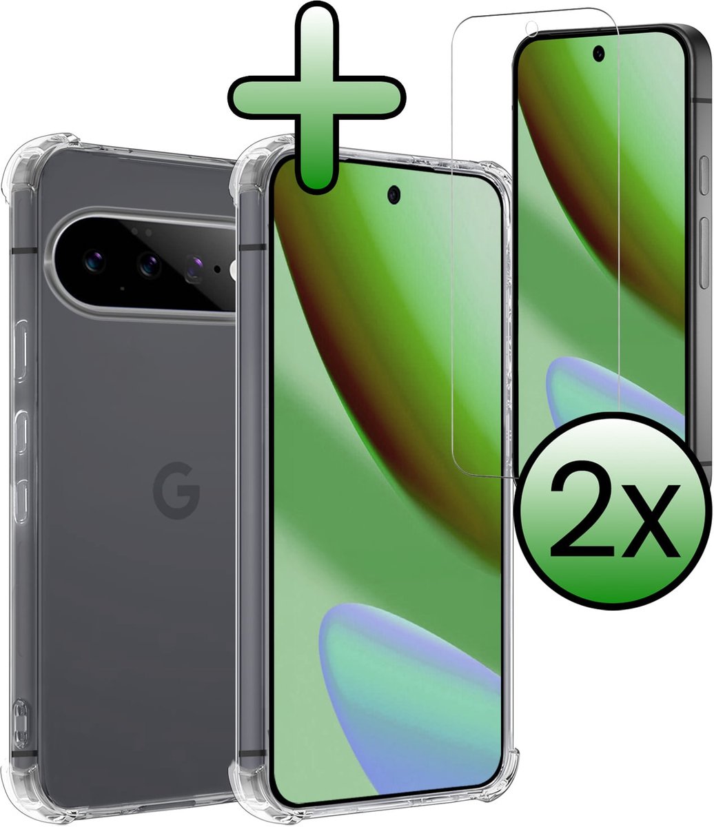 Hoesje Met Screenprotector - 2 Stuks - Geschikt voor Google Pixel 11 - Sterk & Shockproof - Siliconen Case - Back Cover - Telefoon Hoes - Shock Proof - Transparant