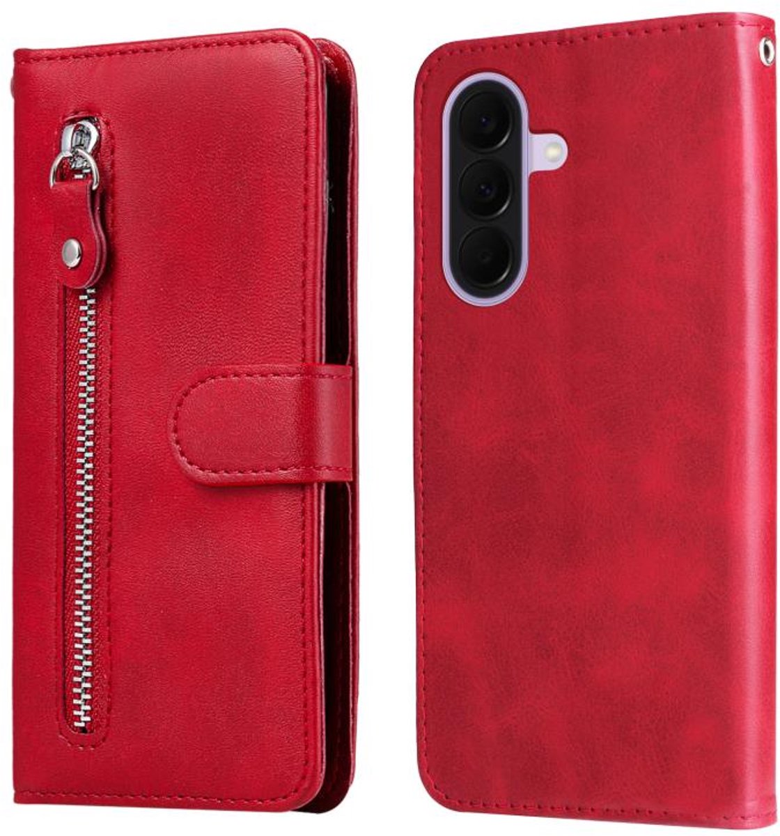 rood wallet book-case rits hoesje - Telefoonhoesje geschikt voor Samsung Galaxy A27 5G