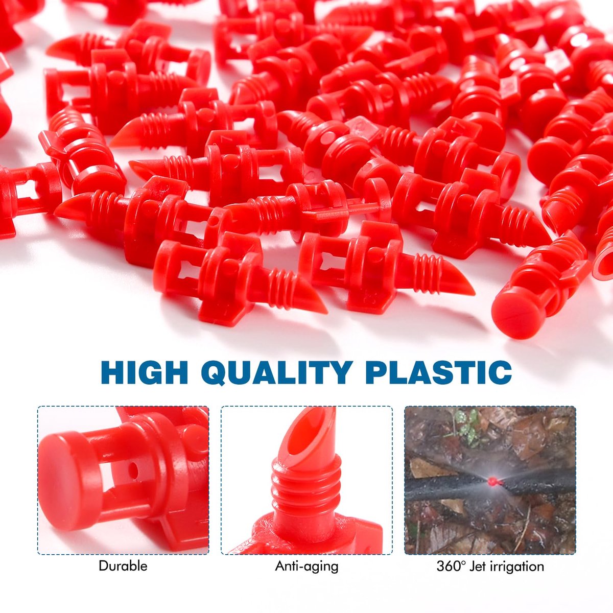 SnelShoppen - 100 Pcs Mini Sprayers Micro Sprinklers 360 Graden Tuin Irrigatie systeem - Hoge Kwaliteit Plastic Spuitmondjes voor Hydroponics en Tuini