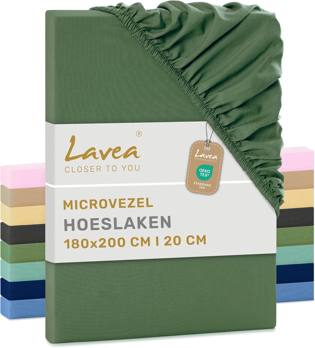 SnelShoppen - Microfibre Hoeslaken - Koelend en Ademend - Sneldrogend, Zacht, Onderhoudsvriendelijk, Olive Groen, 180 x 200 cm