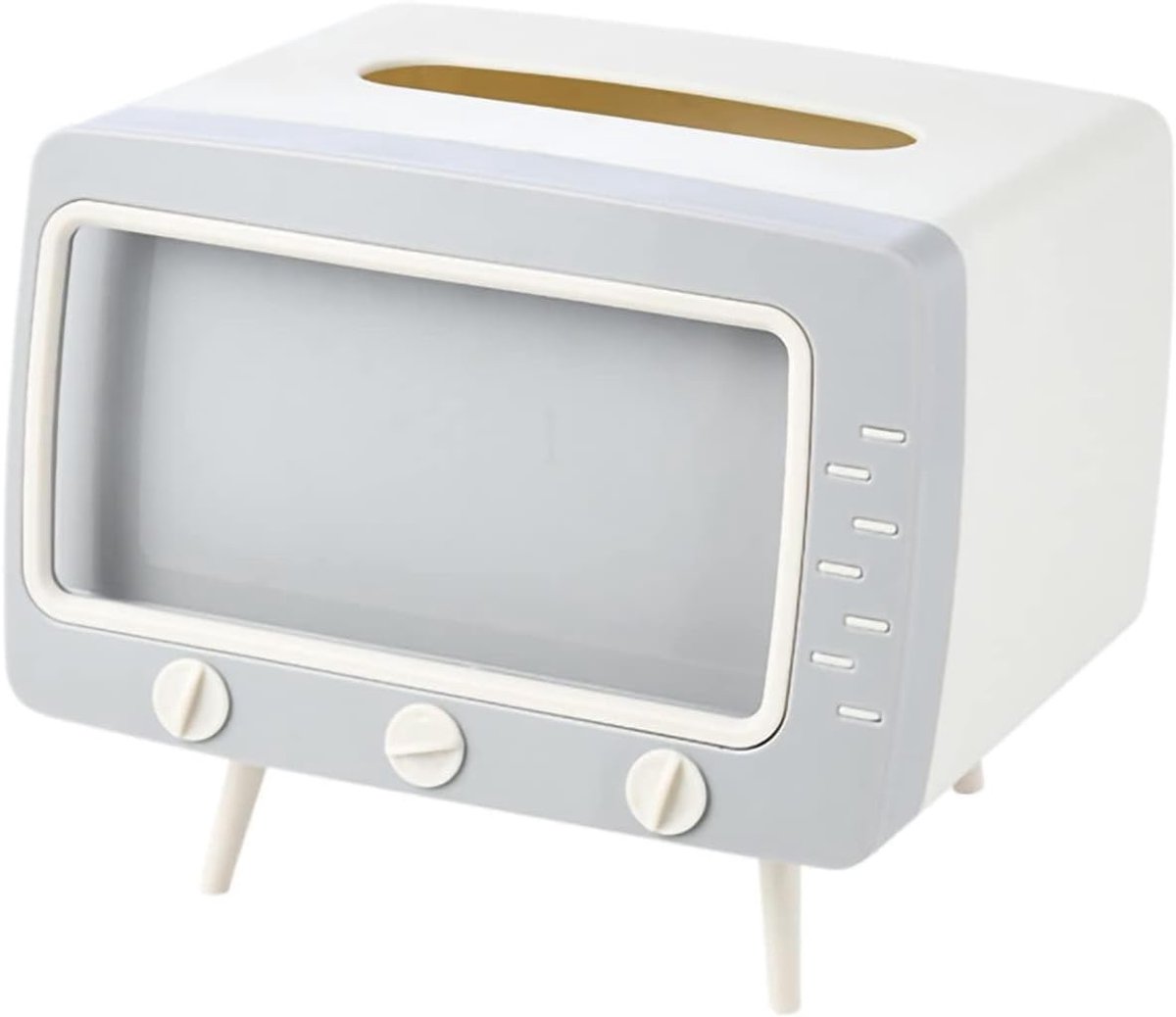 SnelShoppen - TV Tissue Box - Grijze Servetbox met Telefoonhouder, Creatieve Desktop Decoratie voor Woonkamer, Slaapkamer en Keuken